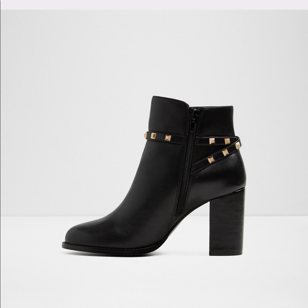 NWT Aldo Gold Studded Umalerith Boot Black - 7 - Picture 4 of 6